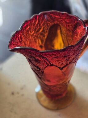 vintage Tiara Exclusives Amberina "Sweet Pear" glass pitcher